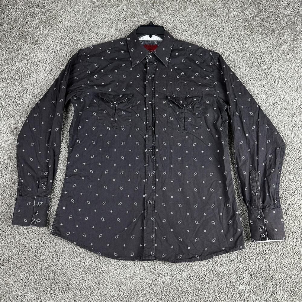 Patron Cito Red Label Shirt Mens Large Black Western Pearl Snap Paisley Rodeo